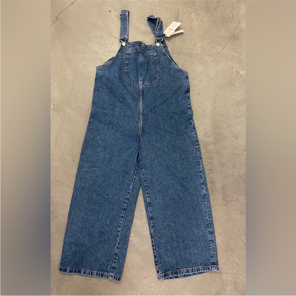 ZARA Denim Wide Leg Overalls Dungarees - Picture 1 of 8